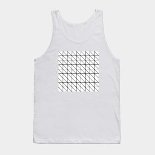 Black and White Triangle Minimal Grid Lines Geometric Pattern Tank Top